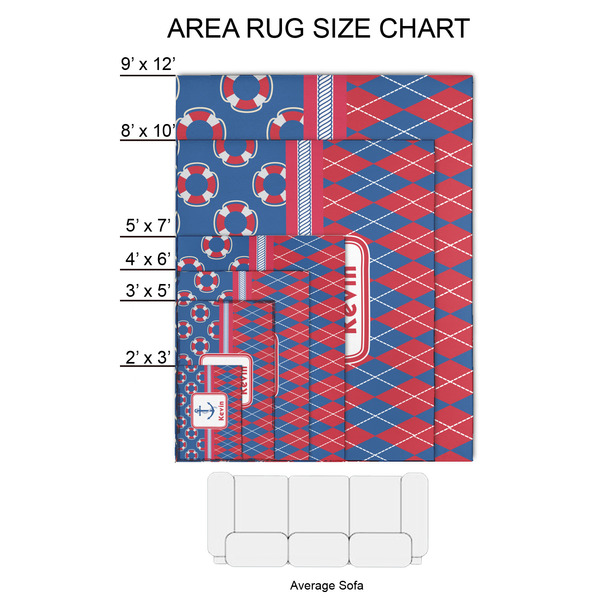 Buoy & Argyle Print 2'x3' Indoor Area Rugs - Size Chart