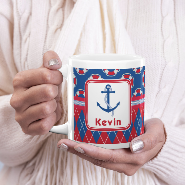 Buoy & Argyle Print 20oz Coffee Mug - LIFESTYLE