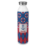 Buoy & Argyle Print 20oz Stainless Steel Water Bottle - Full Print (Personalized)