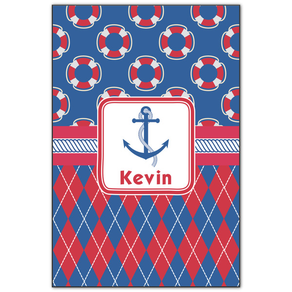 Custom Buoy & Argyle Print Wood Print - 20x30 (Personalized)