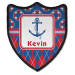 Buoy & Argyle Print Iron On Shield Patch B w/ Name or Text