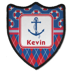 Buoy & Argyle Print Iron On Shield Patch B w/ Name or Text