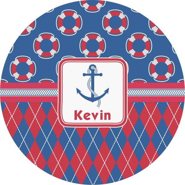 Custom Buoy & Argyle Print Multipurpose Round Labels - 5" (Personalized)