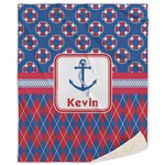 Buoy & Argyle Print Sherpa Throw Blanket (Personalized)