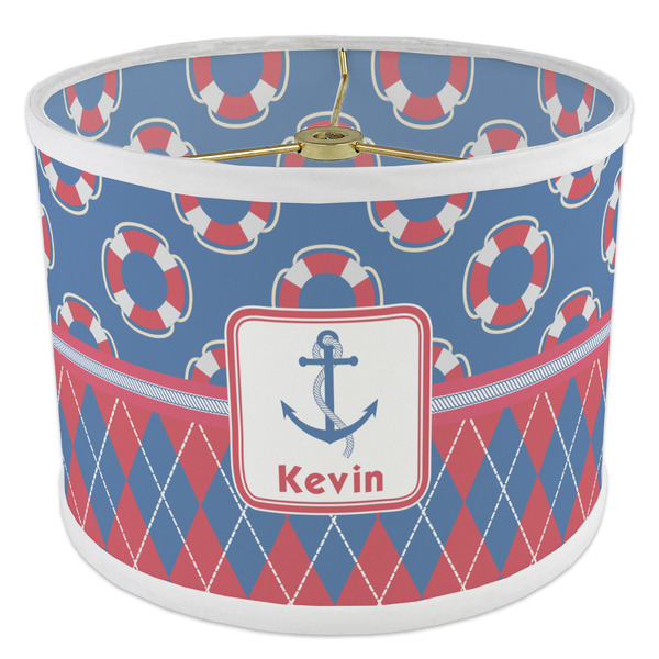 Buoy & Argyle Print 8" Drum Lampshade - ANGLE Poly-Film