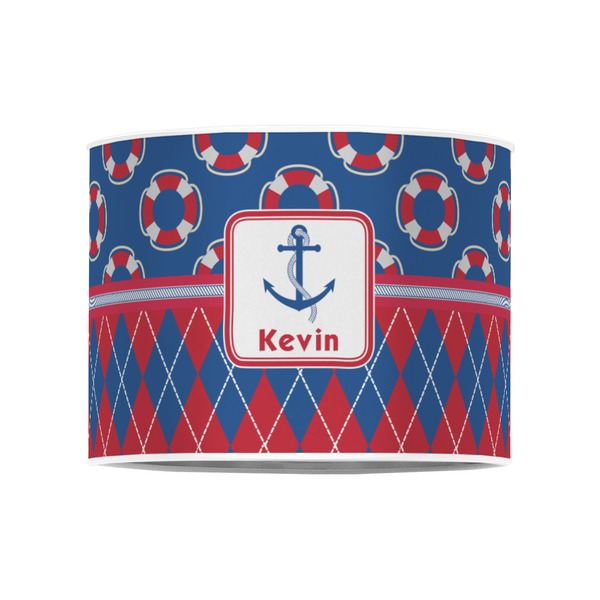 Buoy & Argyle Print 8" Drum Lampshade - FRONT (Poly Film)