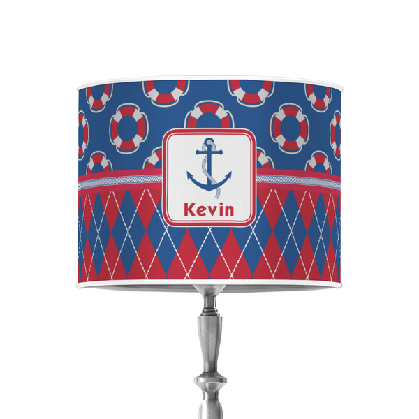Buoy & Argyle Print 8" Drum Lampshade - ON STAND (Poly Film)