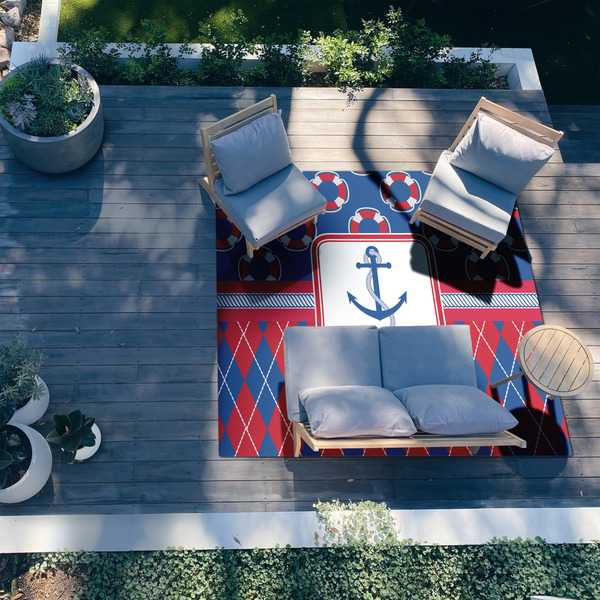 Buoy & Argyle Print 8'x10' Patio Rug - In context