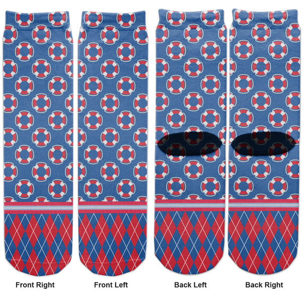 Buoy & Argyle Print Adult Crew Socks - Double Pair - Front and Back - Apvl