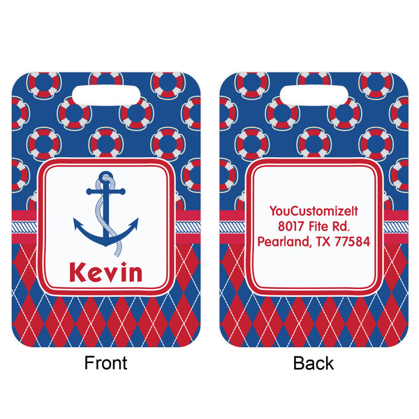 Buoy & Argyle Print Aluminum Luggage Tag (Front + Back)