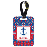 Buoy & Argyle Print Metal Luggage Tag w/ Name or Text