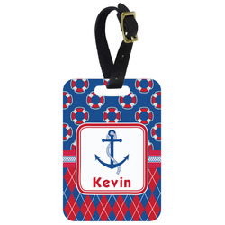 Buoy & Argyle Print Metal Luggage Tag w/ Name or Text