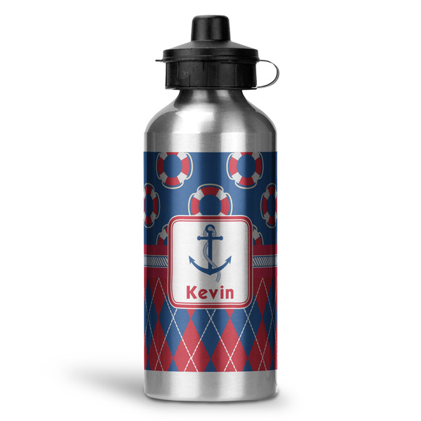 Custom Buoy & Argyle Print Water Bottle - Aluminum - 20 oz (Personalized)