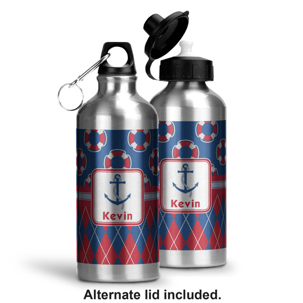 Buoy & Argyle Print Aluminum Water Bottle - Alternate lid options