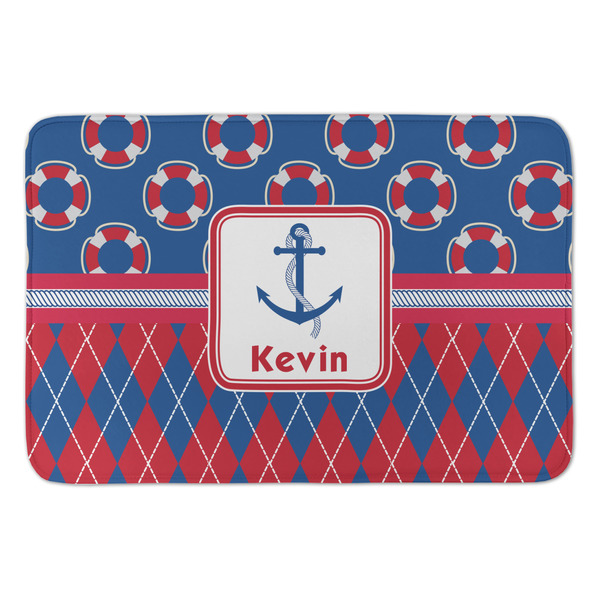 Custom Buoy & Argyle Print Anti-Fatigue Kitchen Mat (Personalized)