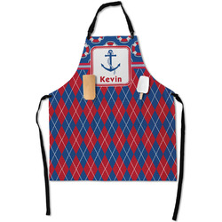 Buoy & Argyle Print Apron With Pockets w/ Name or Text