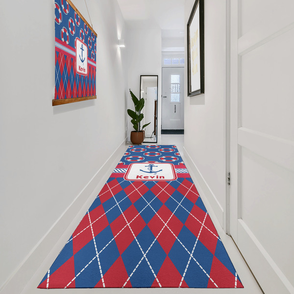 Buoy & Argyle Print Area Rug Sizes - In Context (vertical)