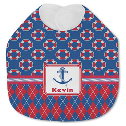 Buoy & Argyle Print Jersey Knit Baby Bib w/ Name or Text