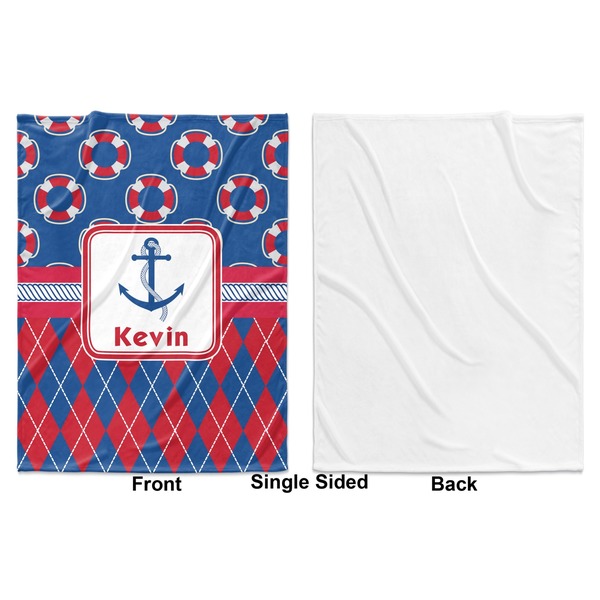 Buoy & Argyle Print Baby Blanket (Single Side - Printed Front, White Back)