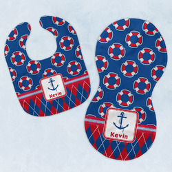 Buoy & Argyle Print Baby Bib & Burp Set w/ Name or Text