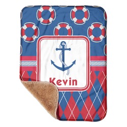 Buoy & Argyle Print Sherpa Baby Blanket - 30" x 40" w/ Name or Text