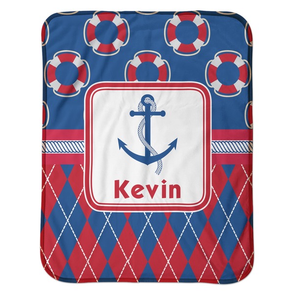 Buoy & Argyle Print Baby Sherpa Blanket - Flat