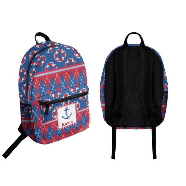 Buoy & Argyle Print Backpack front and back - Apvl