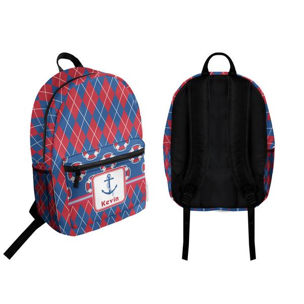 Buoy & Argyle Print Backpack front and back - Apvl