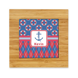 Buoy & Argyle Print Bamboo Trivet with Ceramic Tile Insert (Personalized)