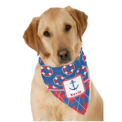 Buoy & Argyle Print Dog Bandana Scarf w/ Name or Text