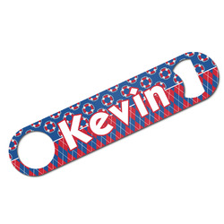 Buoy & Argyle Print Bar Bottle Opener w/ Name or Text