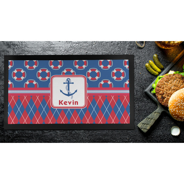 Buoy & Argyle Print Bar Mat - Small - LIFESTYLE