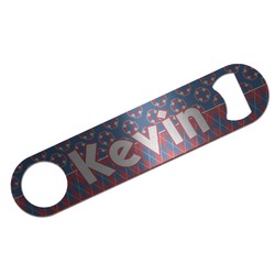Buoy & Argyle Print Bar Bottle Opener - Silver w/ Name or Text