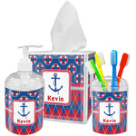 Buoy & Argyle Print Acrylic Bathroom Accessories Set w/ Name or Text
