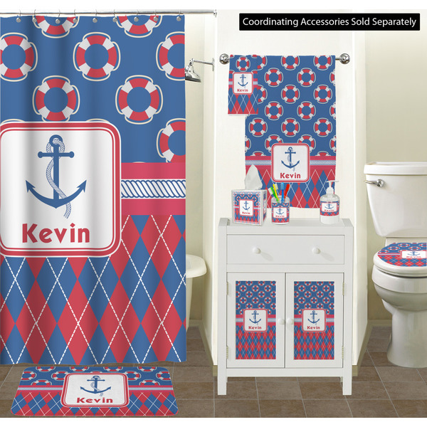 Buoy & Argyle Print Bathroom Scene
