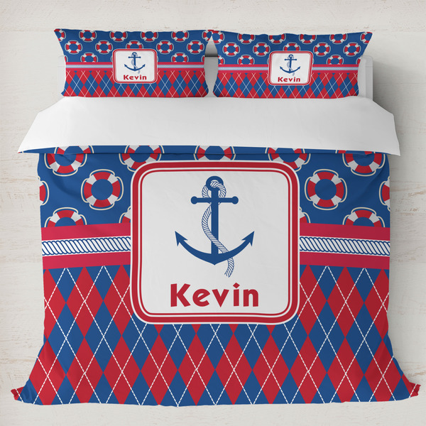 Custom Buoy & Argyle Print Duvet Cover Set - King (Personalized)