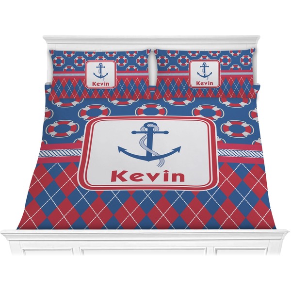 Custom Buoy & Argyle Print Comforter Set - King (Personalized)