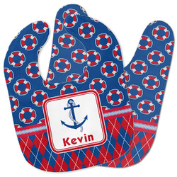Buoy & Argyle Print Baby Bib w/ Name or Text