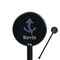 Buoy & Argyle Print Black Plastic 5.5" Stir Stick - Round - Closeup