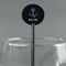 Buoy & Argyle Print Black Plastic 5.5" Stir Stick - Round - Main