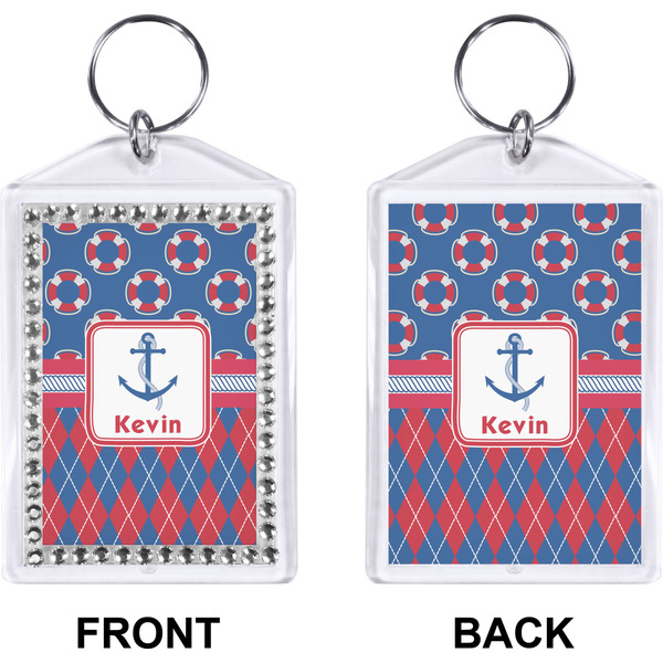 Buoy & Argyle Print Bling Keychain (Front + Back)