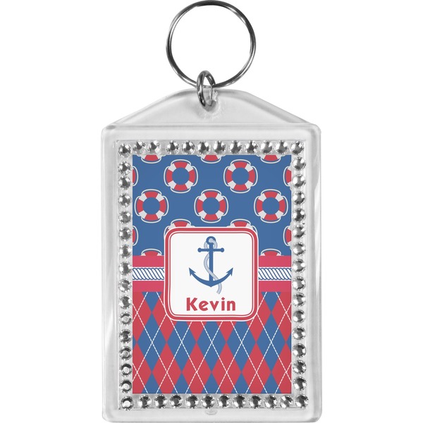 Custom Buoy & Argyle Print Bling Keychain (Personalized)