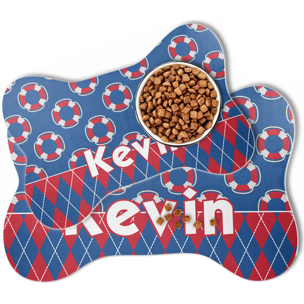 Buoy & Argyle Print Bone Shaped Dog Mats - MAIN