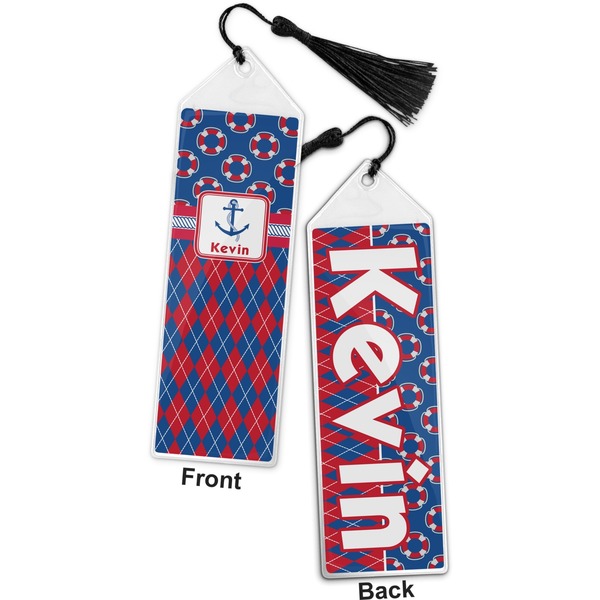 Buoy & Argyle Print Bookmark with tassel - Front and Back