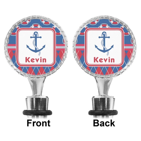 Buoy & Argyle Print Bottle Stopper - Front and Back