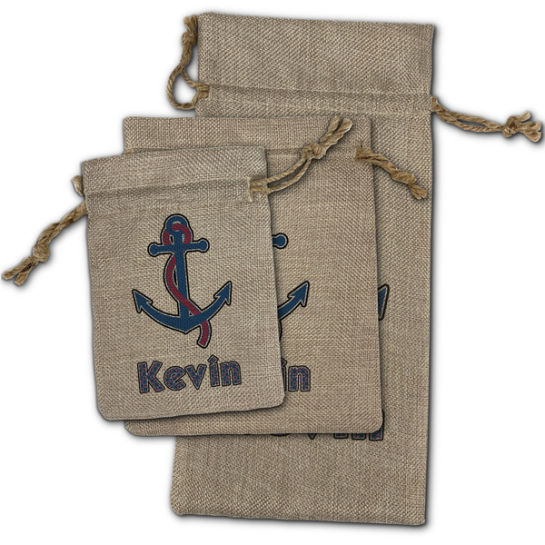 Buoy & Argyle Print Burlap Gift Bags - (PARENT MAIN) All Three