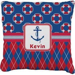 Buoy & Argyle Print Faux-Linen Throw Pillow 20" (Personalized)