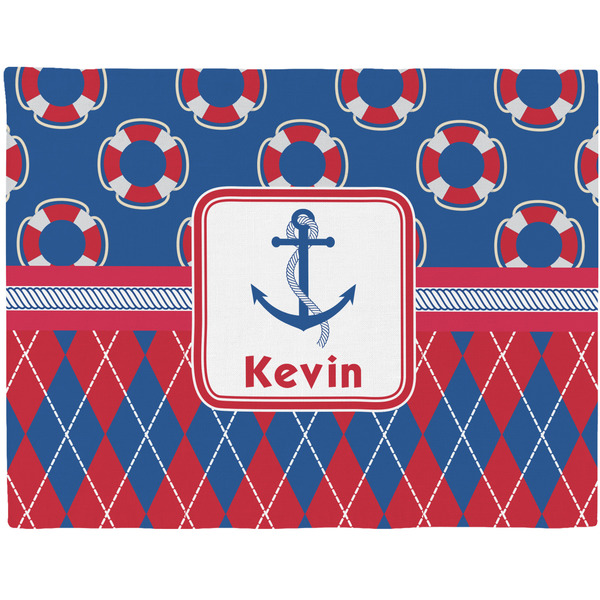 Custom Buoy & Argyle Print Woven Fabric Placemat - Twill w/ Name or Text