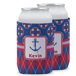 Buoy & Argyle Print Can Cooler (12 oz) w/ Name or Text