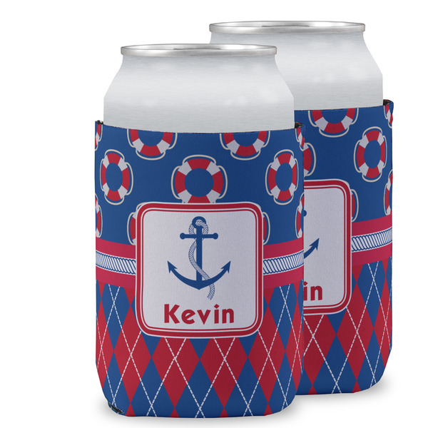 Custom Buoy & Argyle Print Can Cooler (12 oz) w/ Name or Text